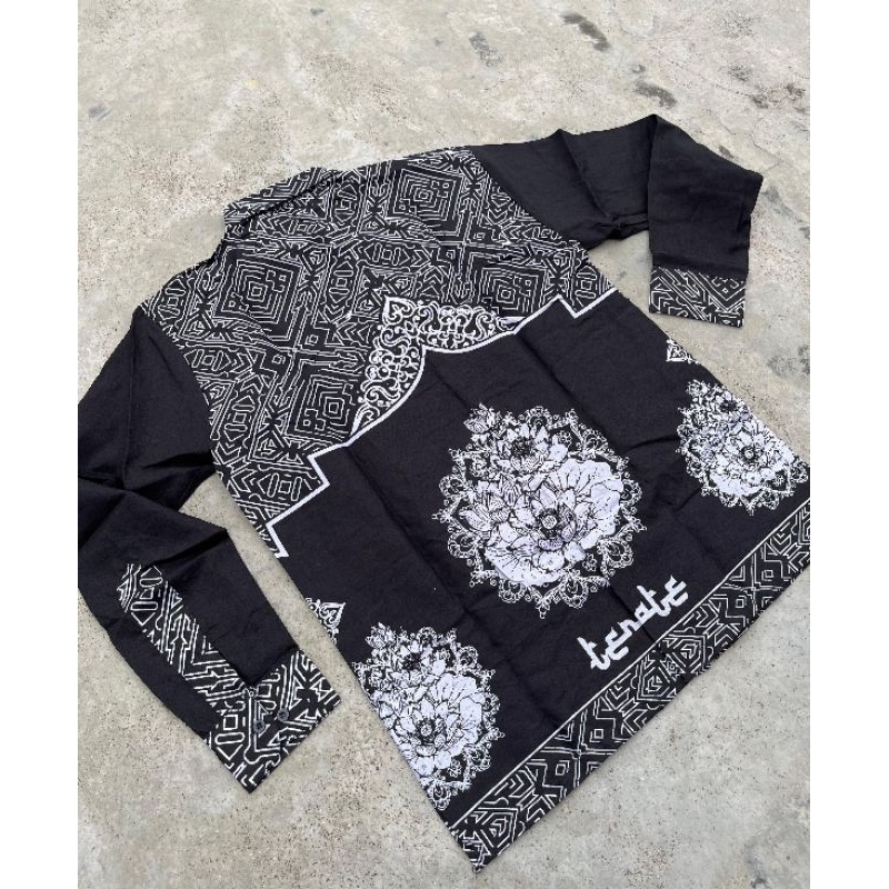 Batik psht bunga abu lengan panjang