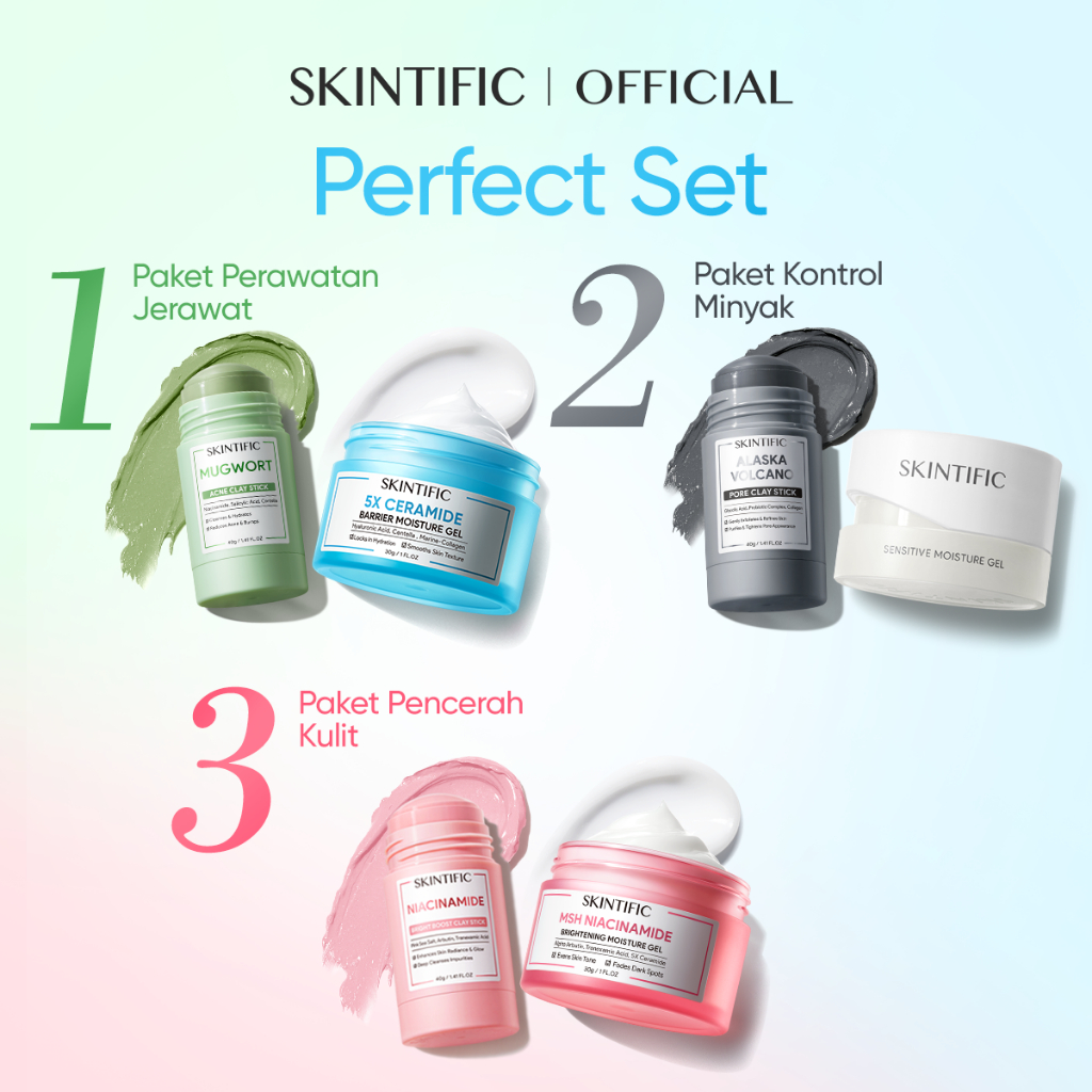 SKINTIFIC - 2pcs Paket Repair & Brighten & Sensitive Skincare Set- Niacinamide Bright Boost/Mugwort 