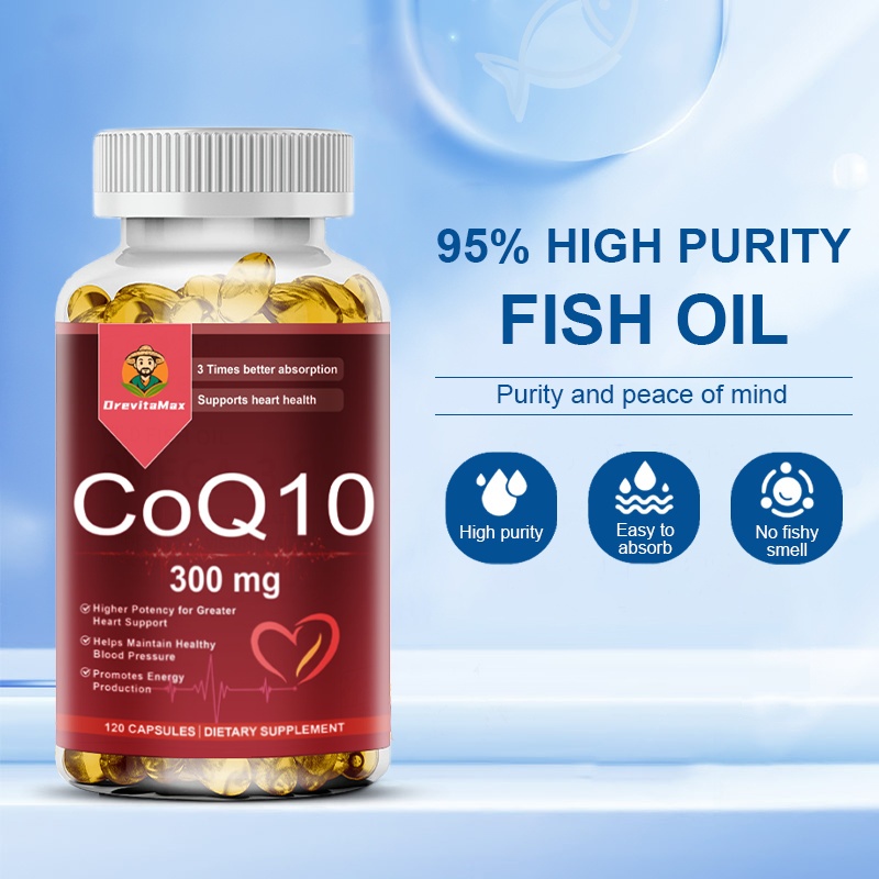 DREVITAMAX 300Mg High Potency Coenzyme Q10 Softgels 120 kapsul Vegetarian NO Gluten Promoting Cardio