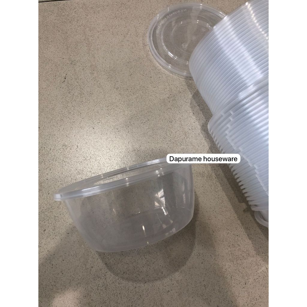 THIN WALL CONTAINER / WADAH - BULAT PLASTIK + TUTUP / DM 1000ML ROU