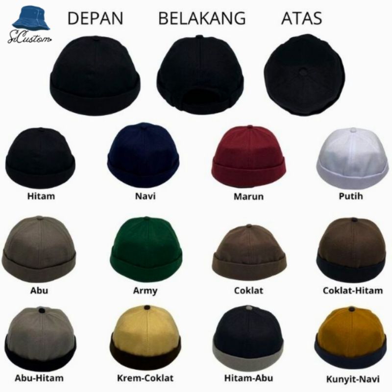 Miki Hat : Velcro semi kulit - Topi Peci