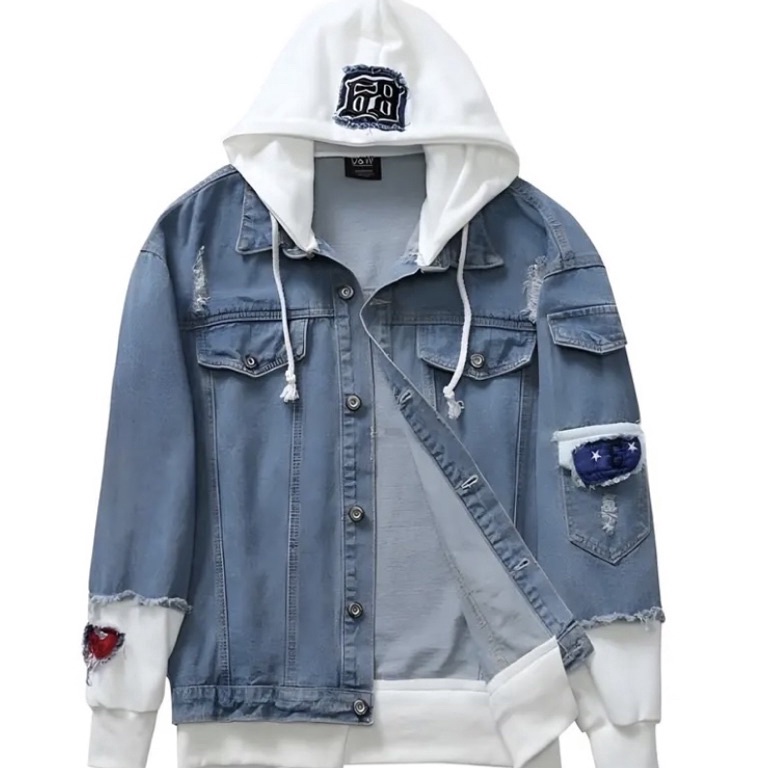 Terbaru JAKET JEANS PRIA KOREAN STYLE JAKET JEANS COWOK KOMBINASI