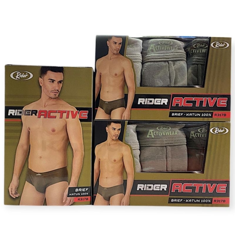 [3pcs] Cd Rider active hijau R 317B | Celana dalam pria dewasa katun polos-pakaian dalam laki warna 