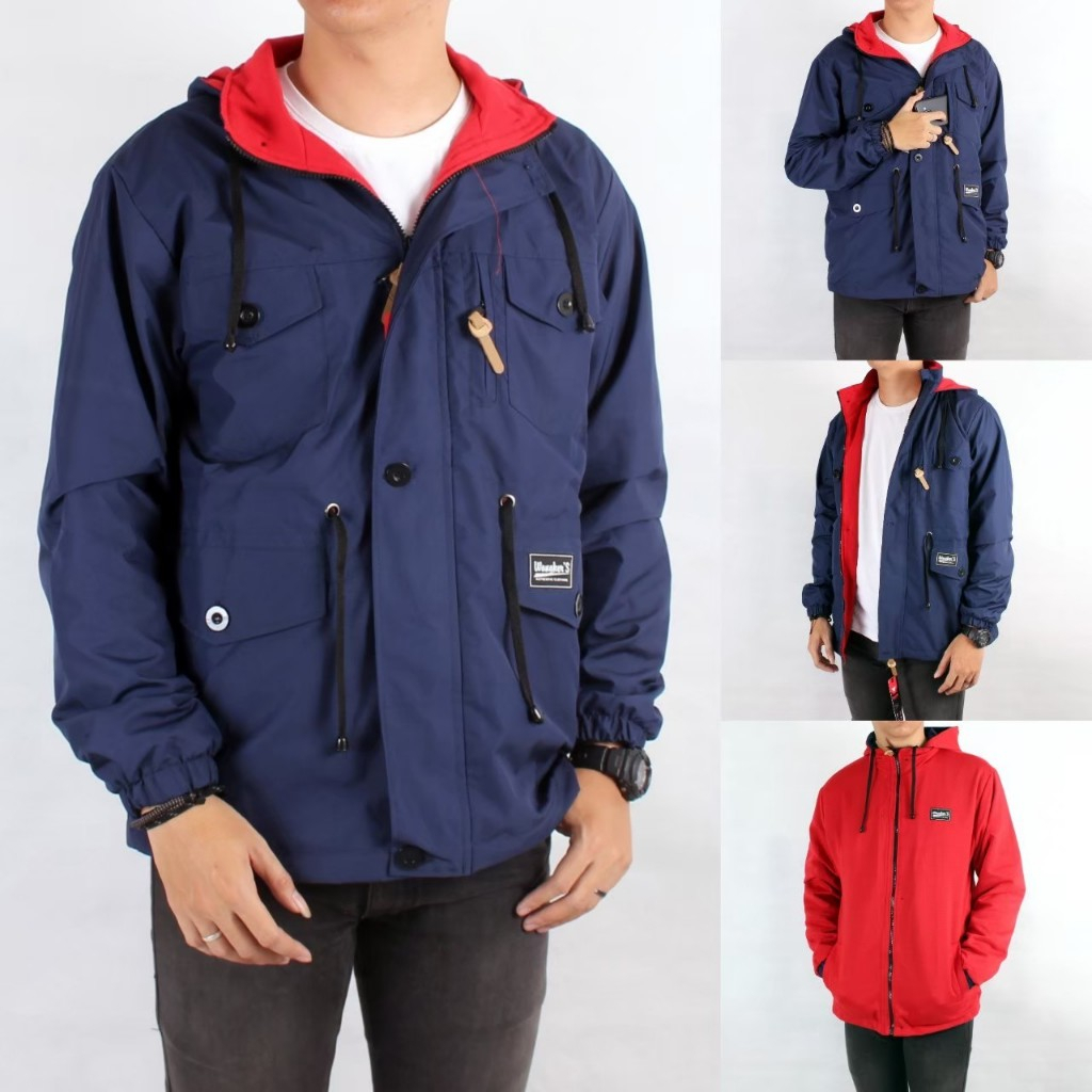 JAKET PRIA PARKA WANGKERS BB 4 SAKU / JAKET PARKA BOLAK BALIK  TERBARU