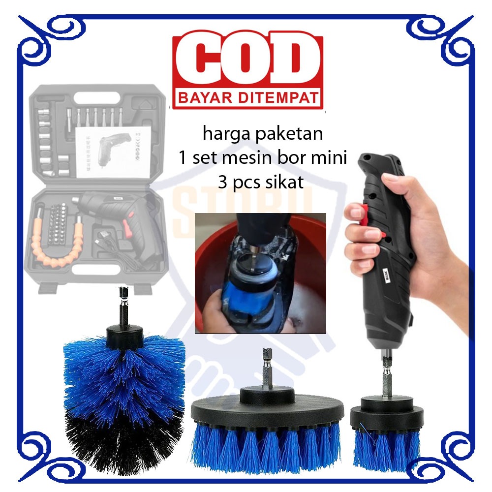 mesin bor mini portable elektrik adaptor sikat pembersih sepatu