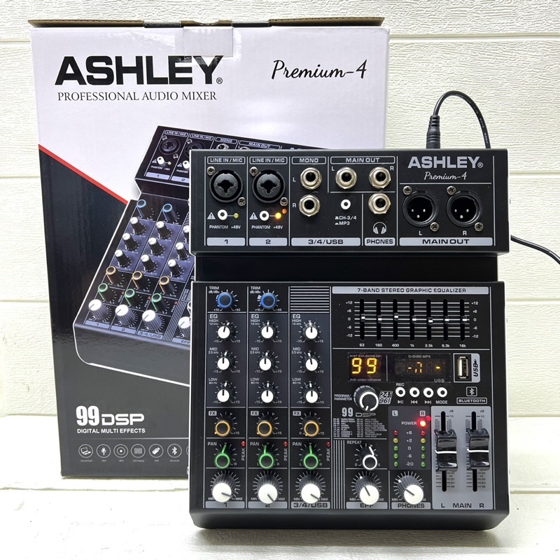 Mixer Ashley Premium 4 Original 4 Channel Bluetooth - USB With Soundcard ORIGINAL ASHLEY