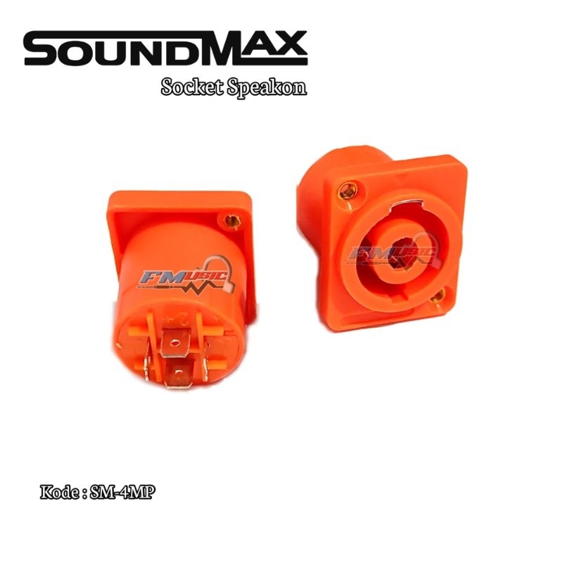Soket Spikon Soundmax Original / Socket Speakon Female 4P Jack Speaker Konektor Audio warna Orange k