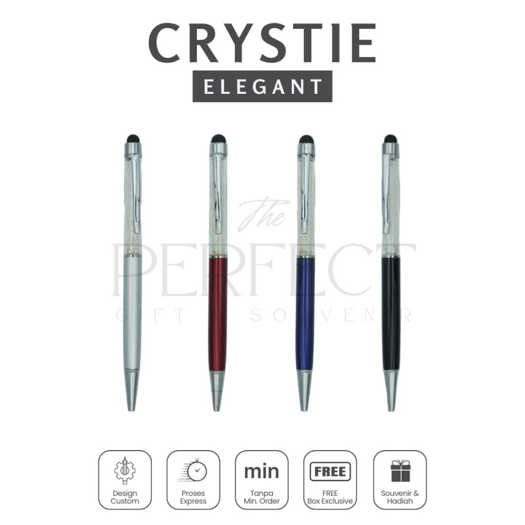 

Crystie Elegant Pen Ballpoint Free Box Custom Grafir Exclusive Promosi Gift Kado Souvenir