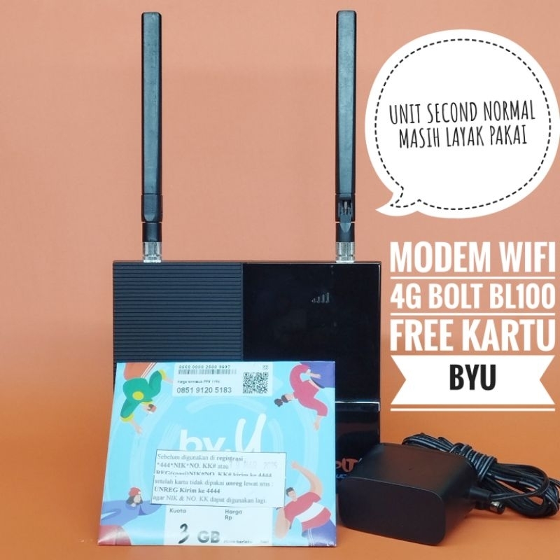 Modem Wifi 4G LTE Bolt Bl100 Home Router Unlock Simcard Operator Bisa Kartu Smartfren Byu Telkomsel