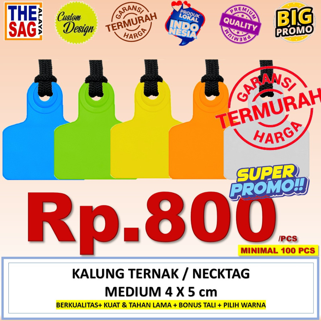 NECKTAG 4X5cm BLANK (ISI 100 PCS) KALUNG TERNAK kambing domba babi sapi eartag ear tag anting ternak