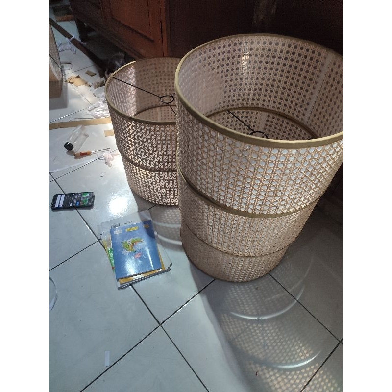 kap lampu rotan alami standing lamp kap lampu gantung