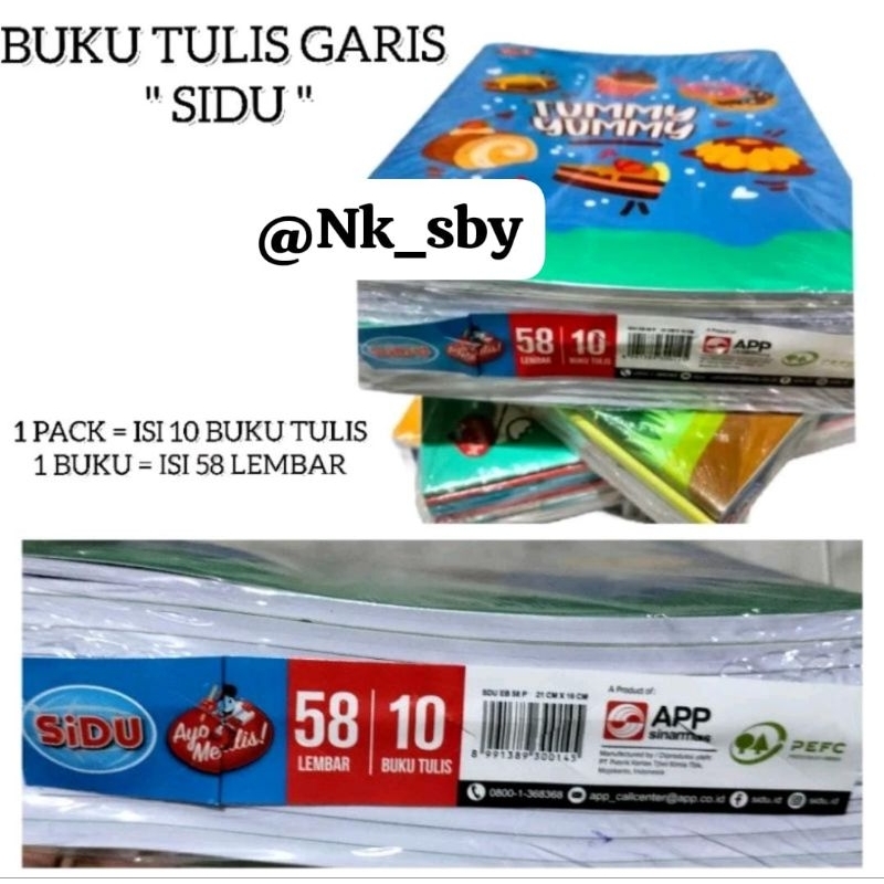 

BUKU TULIS GARIS ' SIDU ' 58 Lembar ( Harga 10 pcs Buku Tulis )