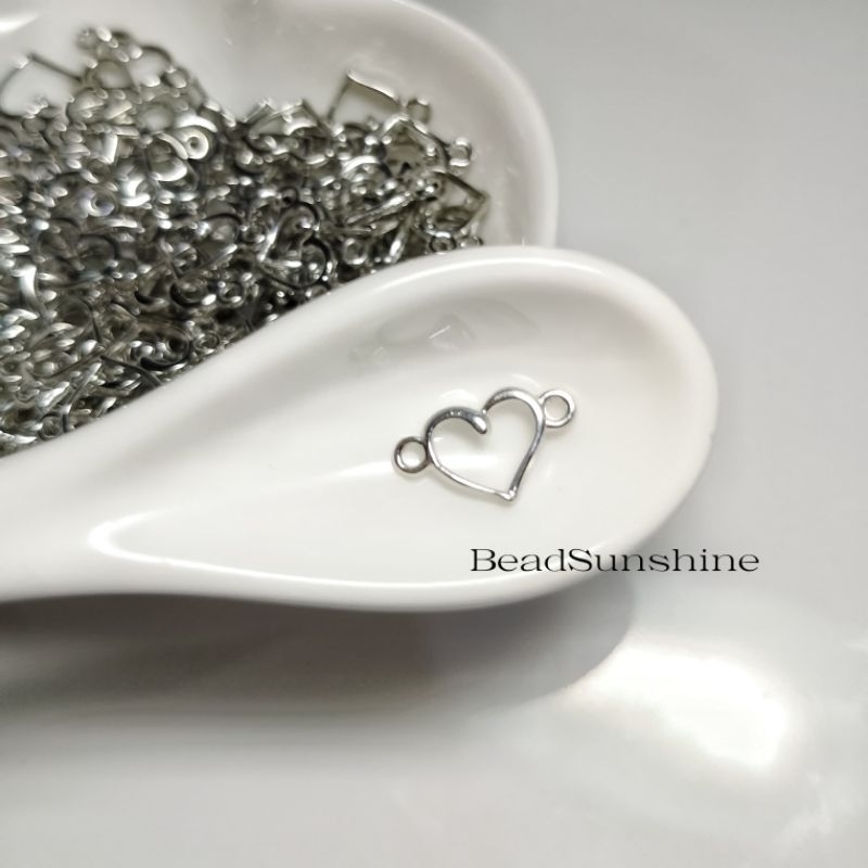 (10 PCS) Charm love dua lubang besi Alloy| liontin love kalung gelang manik-manik