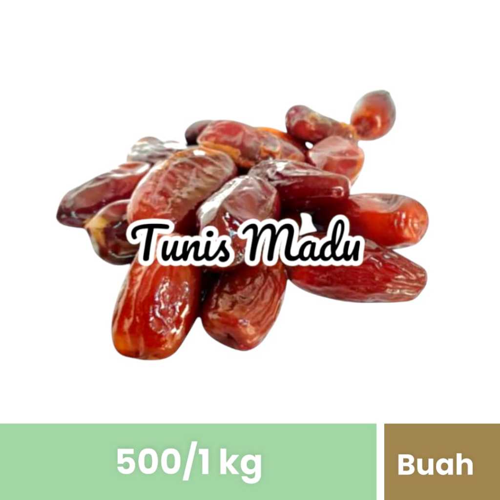 

Kurma Tunisia Madu ukuran 500gr/Korma Non Tangkai/Kurma Manis Falm Pruit