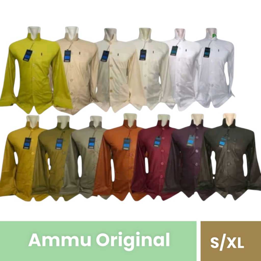 Promo Baju Koko Ammu Pria Bahan Katun Model Lengan Salaf/koko Ammu ori santri / baju koko dewasa