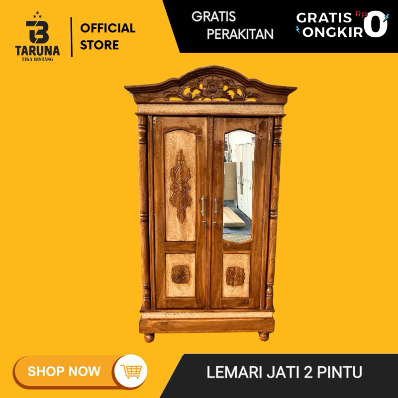 LEMARI JATI 2 PINTU TERMURAH LEMARI PAKAIAN JATI 2 PINTU MINIMALIS LEMARI BAJU