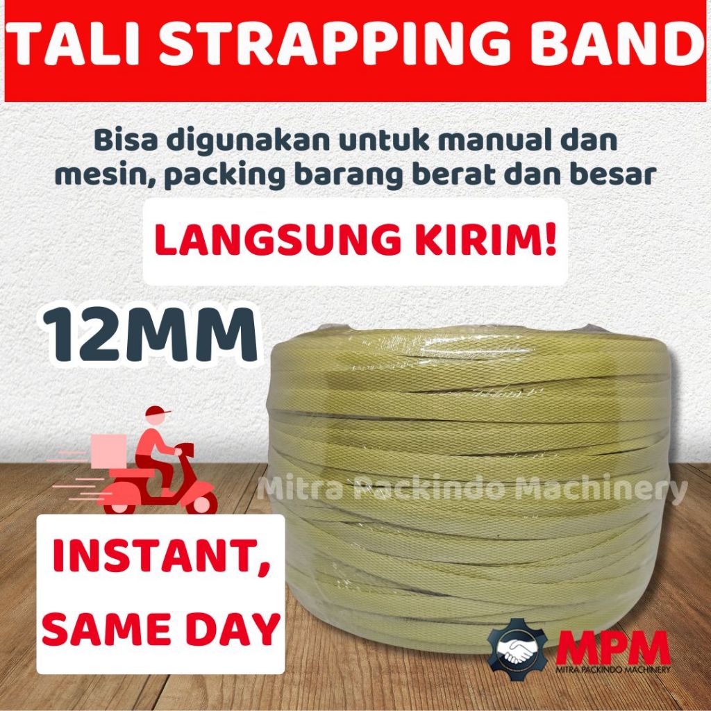 

Tali Strapping Straping Band Warna Kuning 12mm /Tali Packing / Tali Klem Klam 12 mm khusus INSTANT / GOJEK