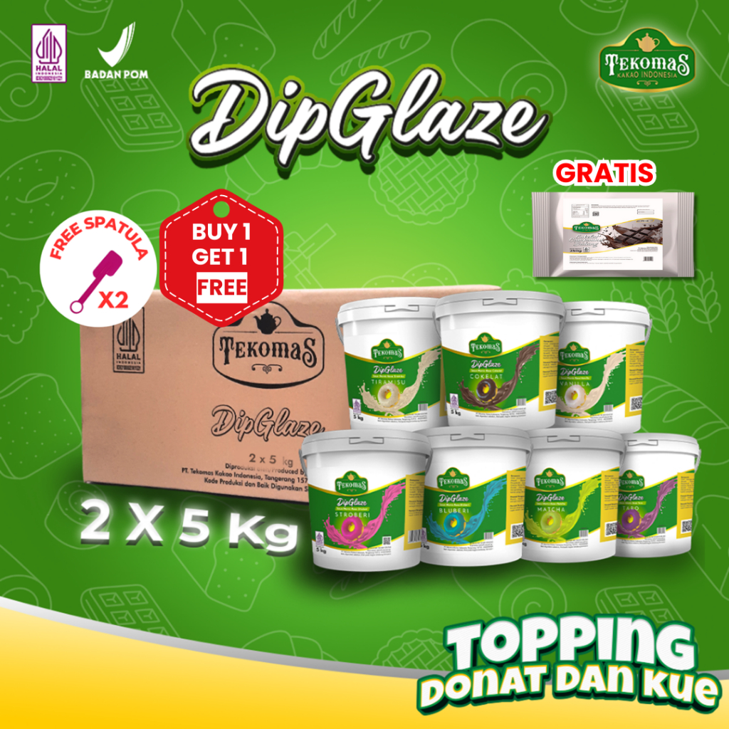 

TEKOMAS - 1 Dus Isi 2 Dip Glaze 5 Kg (FREE COKLAT) Rasa Coklat, Taro, Tiramisu, Stroberi, Matcha