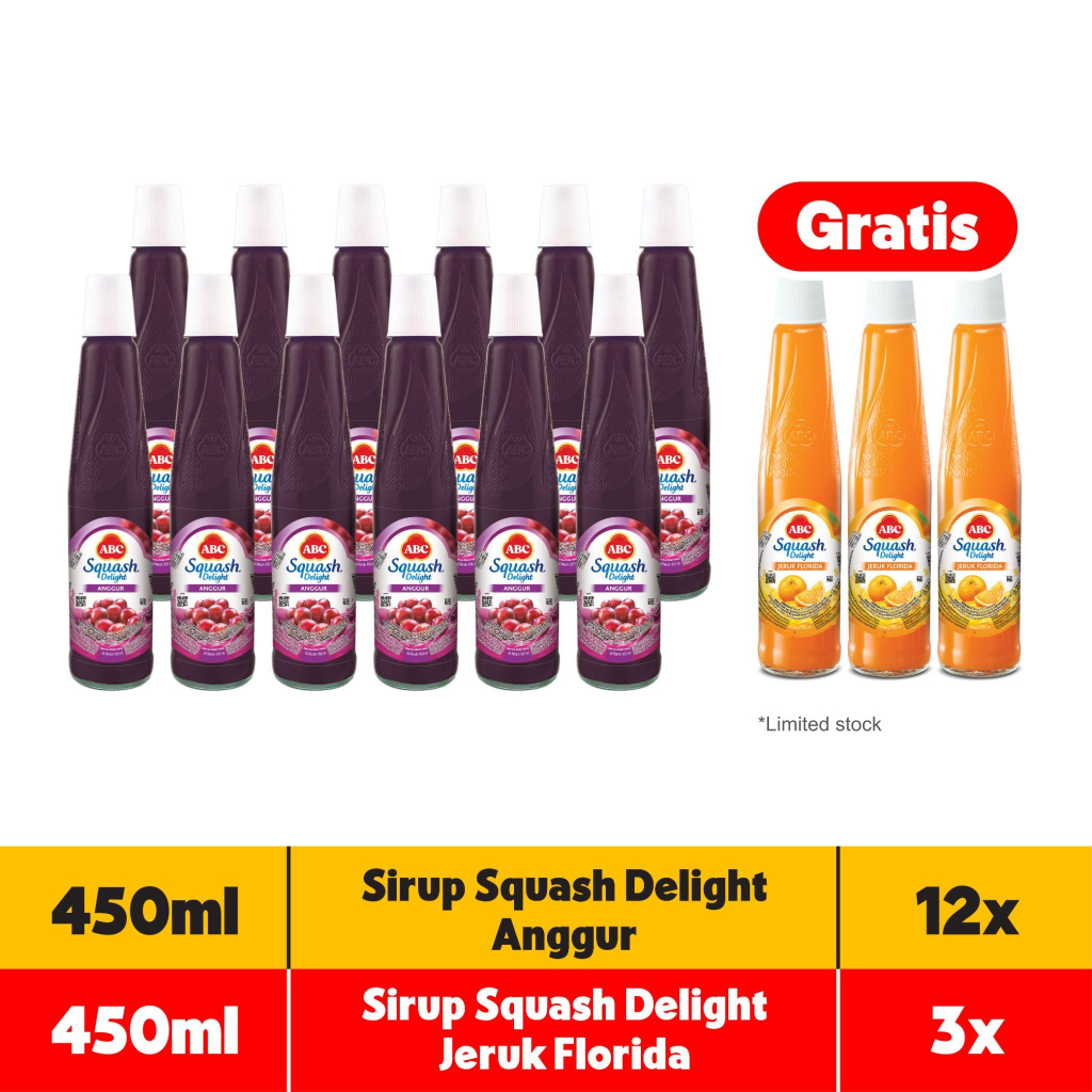 

ABC Sirup Squash Delight Anggur 450 ml - Multi Pack 12 pcs
