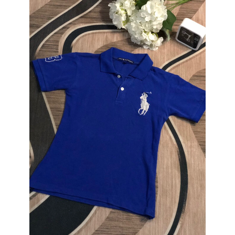 kaos polo biru elektrik