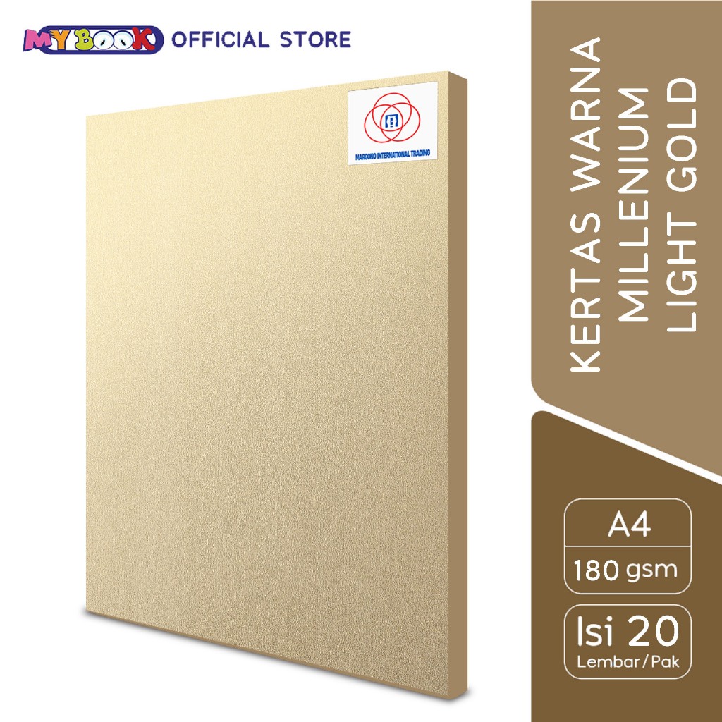 

Margono Kertas Warna A4 Millenium / Jasmine Light Gold 180gsm - 20 Lembar