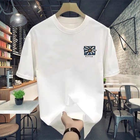 Kaos Pendek Pria Hiphop Luas dengan Motif Bunga Matahari