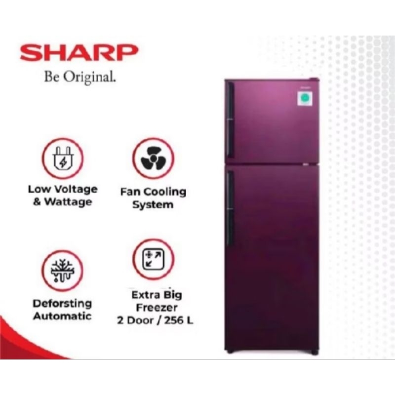 SHARP KULKAS 2 PINTU SJ 326 GC-SD/SR LEMARI ES 2 PINTU