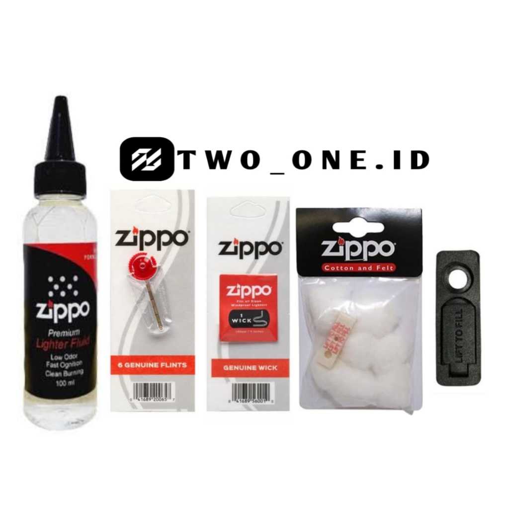 TWO_ONE.ID | Paket Super Hemat Isi Ulang Korek Api Zipo Isi Ulang Minyak 100ml Plus Batu Zippo Ori p
