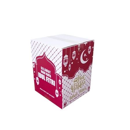 

{5pcs} kardus parsel kecil oleh oleh lebaran kotak packaging suvenir idul fitri corak merah uk.25x25x32 cm