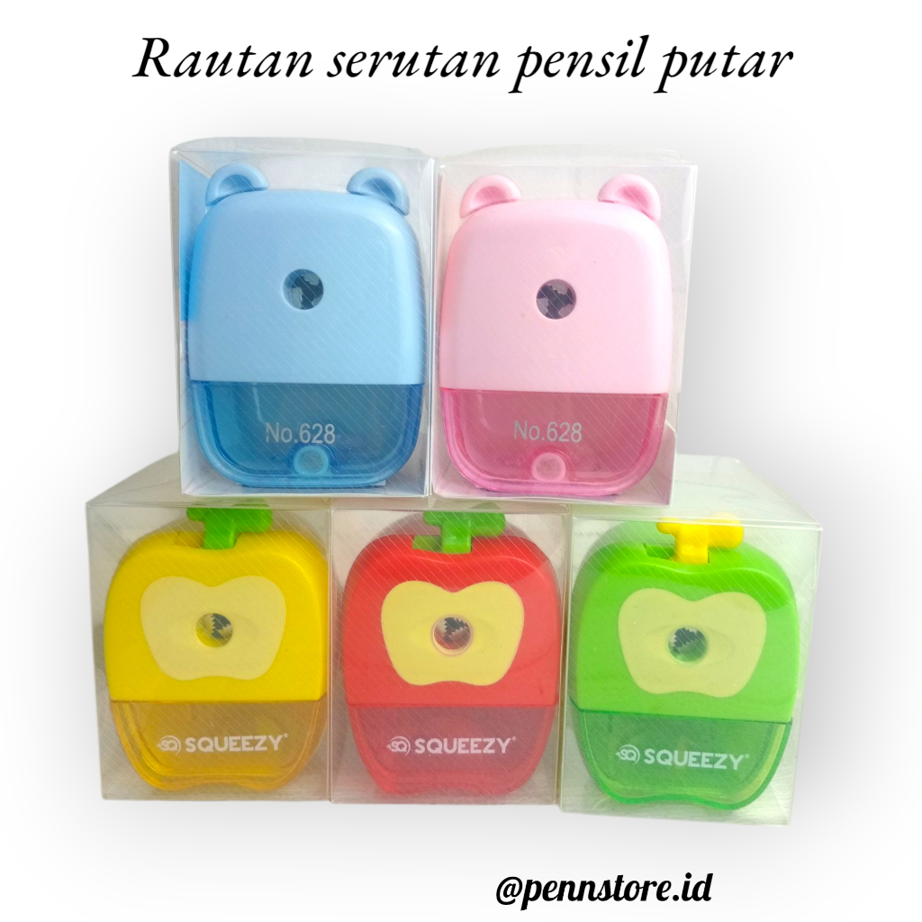 

(pcs) Rautan Serutan Pensil Putar Gaya Kartun Meja - Orotan / Sharpener Alat Tulis - Stationery
