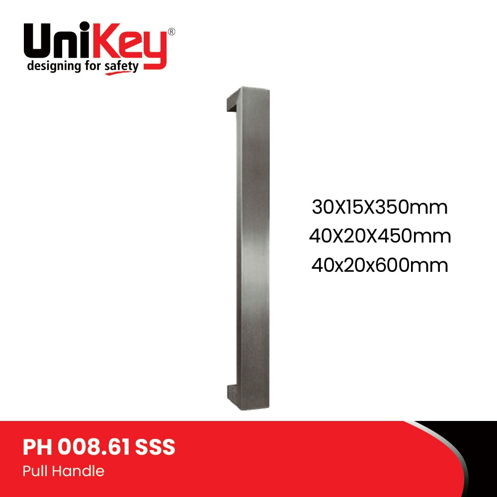 UniKey Pull Handle PH 008.61 30x15x350MM, PH 008.61 40x20x450MM, PH 008.61 40x20x600MM