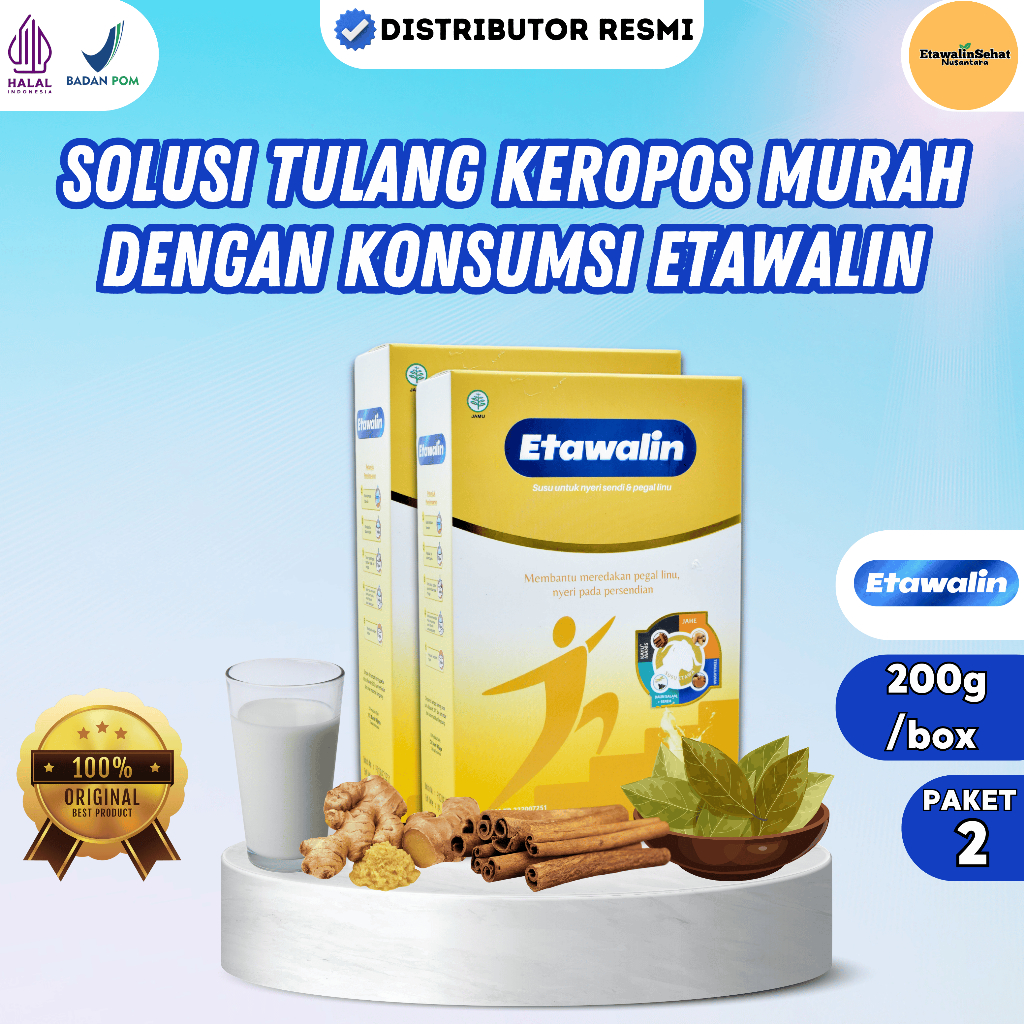 

ETAWALIN 2 BOX ORIGINAL HALAL - Susu Herbal Yang Membantu Meredakan Pegal Linu Nyeri Pada Persendian