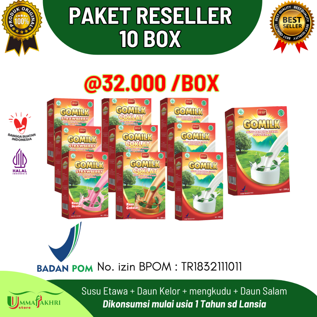 

[ PAKET RESELLER 10 BOX ] GOMILK Susu Kambing Etawa Plus Herbal