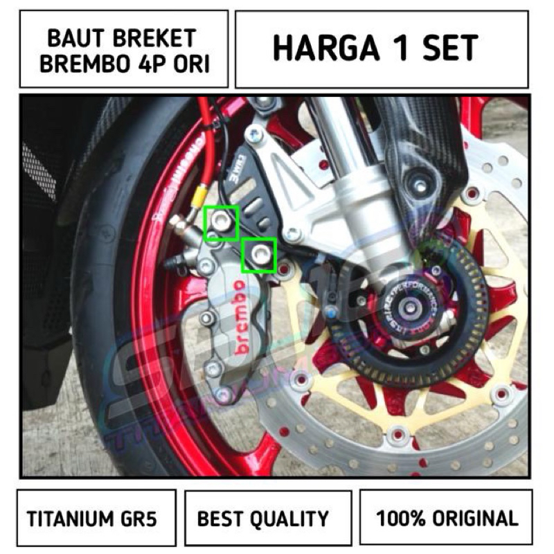 BAUT KALIPER BREKET BREMBO 4P ORIGINAL TITANIUM GR5