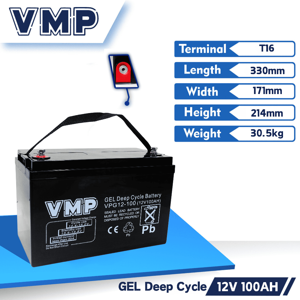 Baterai Deep Cycle Gel Vmp 100 Ah 12V / Aki Gel Deep Cycle Vmp 100 Ah 12V
