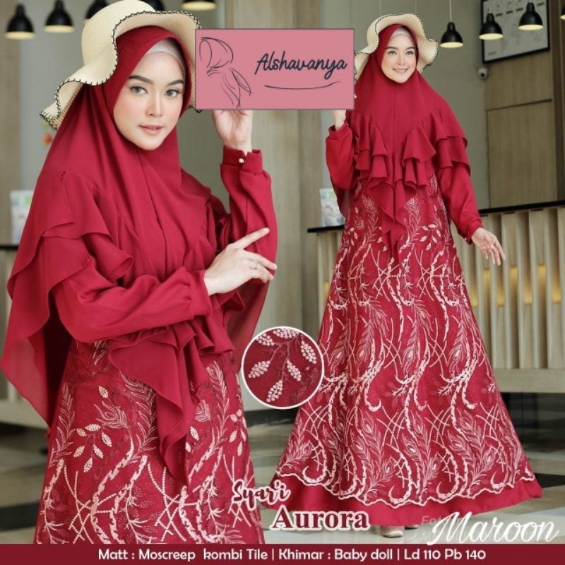 Aurora Syar'i by Alshavanya Gamis Syar'i Set Jilbab Gamis Brukat Mewah Set Jilbab Gamis Tille Mewah 