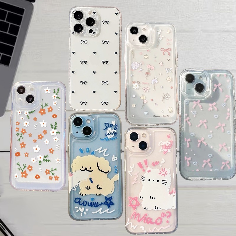 SS1062 Case Pink Ribbon For IPHONE 6 6+ 7 8 7+ 8+ X XS XR 11 12 pro max Aesthetic Bow Clear Case Sof