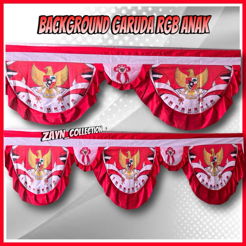 BENDERA BACKGROUND GARUDA MERAH PUTIH ANAK 5 GELOMBANG (4METER) UMBUL UMBUL GELOMBANG