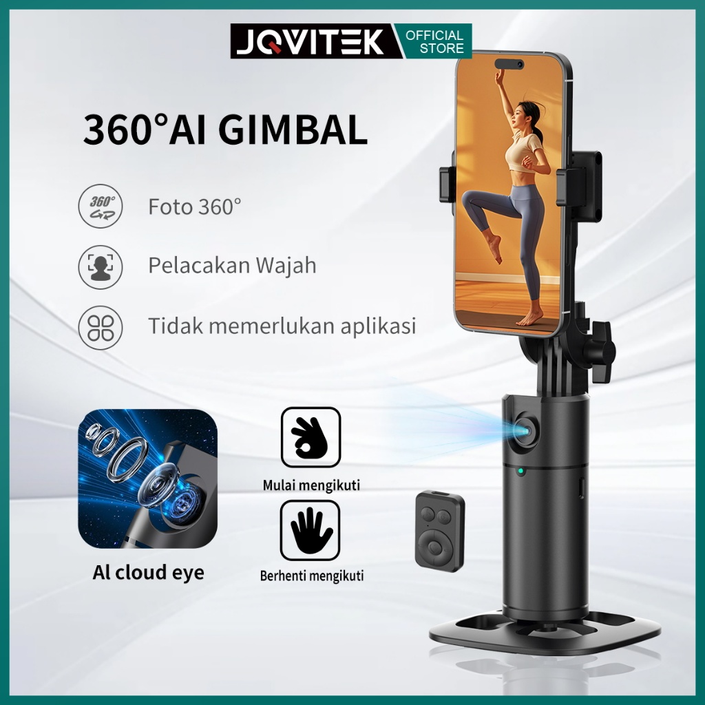 eatbull - jqvitek Auto Face Tracking AI Gimbal Stabilizer 360 Rotating Folding Stand Tripod