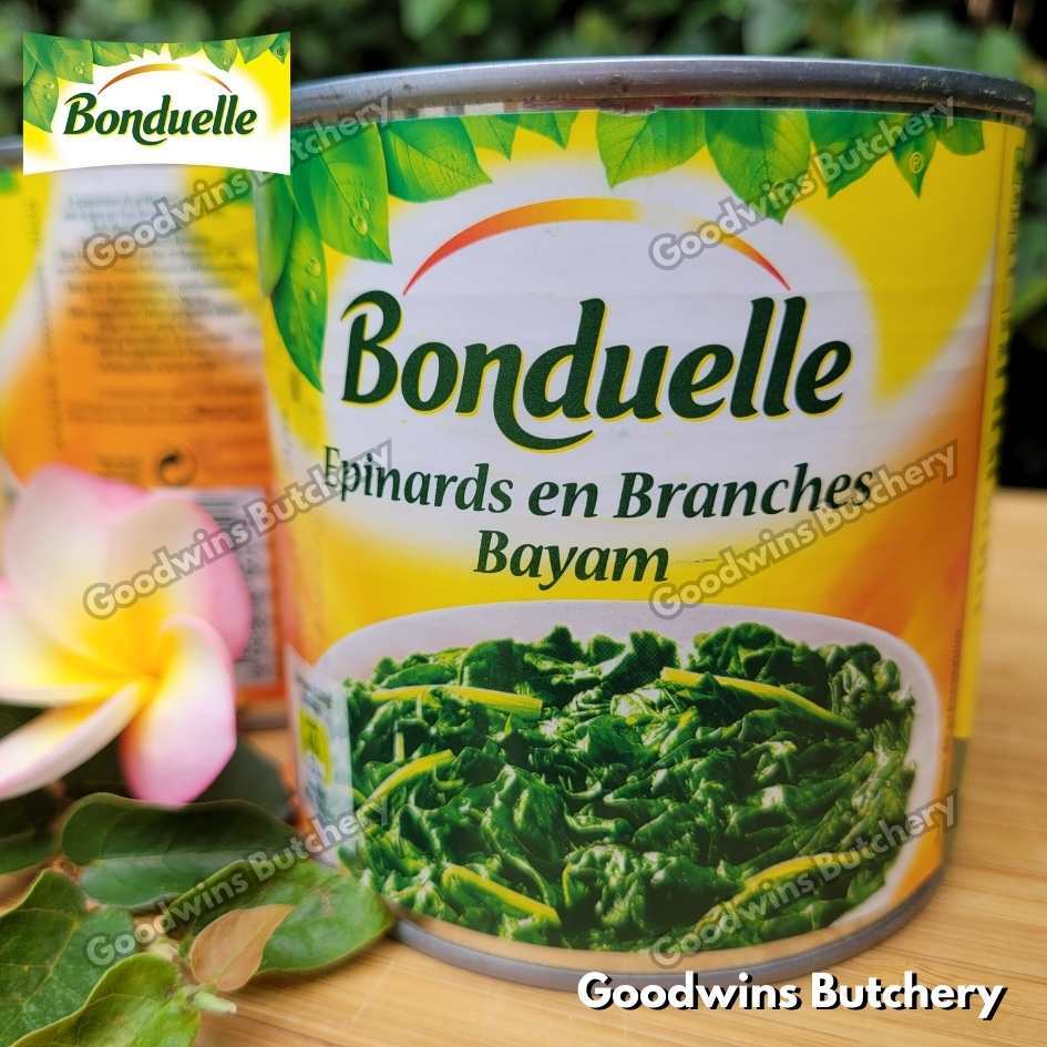 

Bonduelle SPINACH LEAF France imported EPINARDS EN BRANCHES daun bayam 380gr