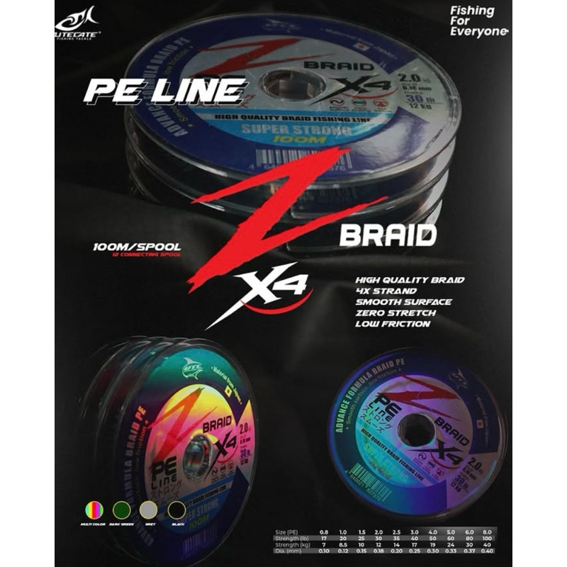 SENAR PE UTECATE ZBRAID X4 BRAIDED BLACK