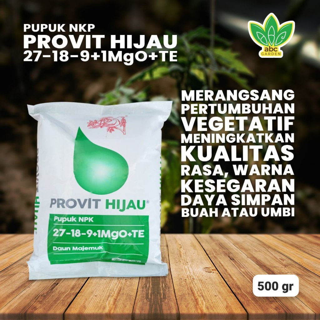 [500gram] Provit Hijau 27-18-9+1MgO+TE Pupuk NPK - Untuk Meningkatkan Kualitas Warna & Rasa Buah