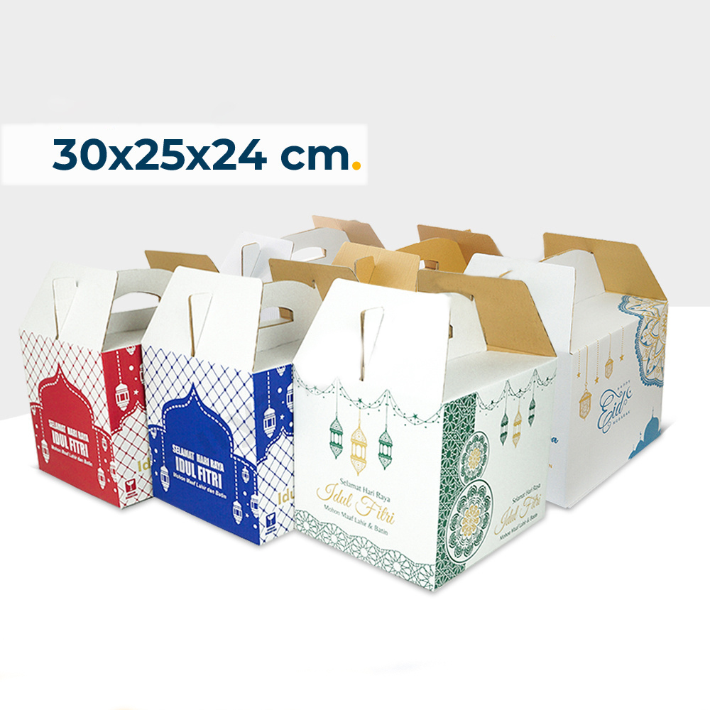 

( 10Pcs ) Dus Parsel Idul Fitri Kardus Tenteng Packaging Sembako Box Jinjing Parcel Lebaran Ukuran 30 x 25 x 24 cm