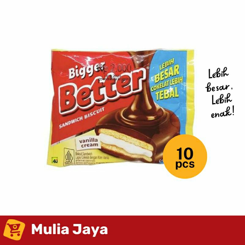 

Bigger Better 2000 - Biskuit Sandwich Cokelat 1 pack isi 10