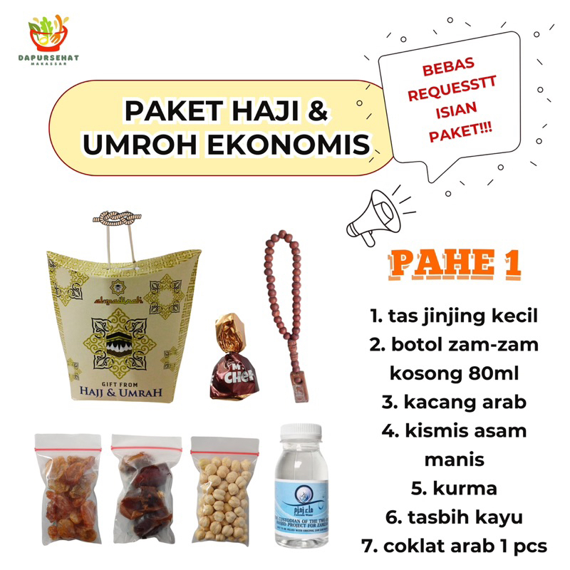 

Paket hemat oleh oleh haji dan umroh berkualitas botol kosong bisa request isian paket souvenir haji umroh premium bisa cod makassar