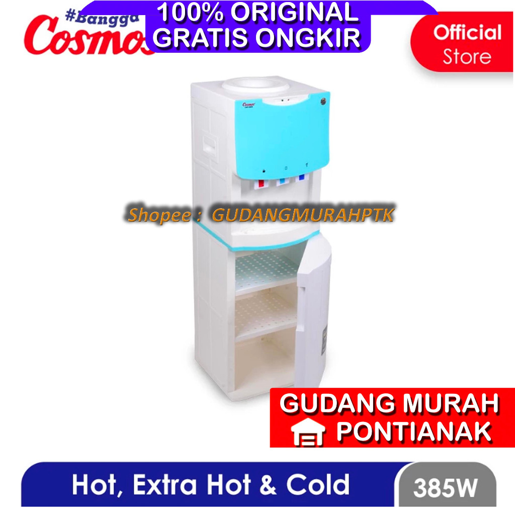 Dispenser Cosmos 3 Kran COLD EXTRA HOT Normal CWD 5603 standing air segar, panas dan dingin es