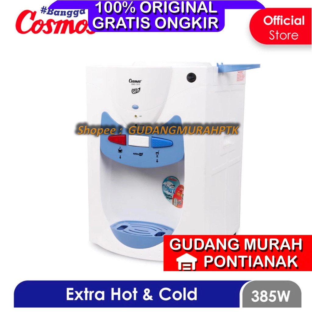 Dispenser Cosmos DINGIN ES & EXTRA Panas + kran PENGAMAN AIR PANAS CWD 1310 GARANSI RESMI COSMOS