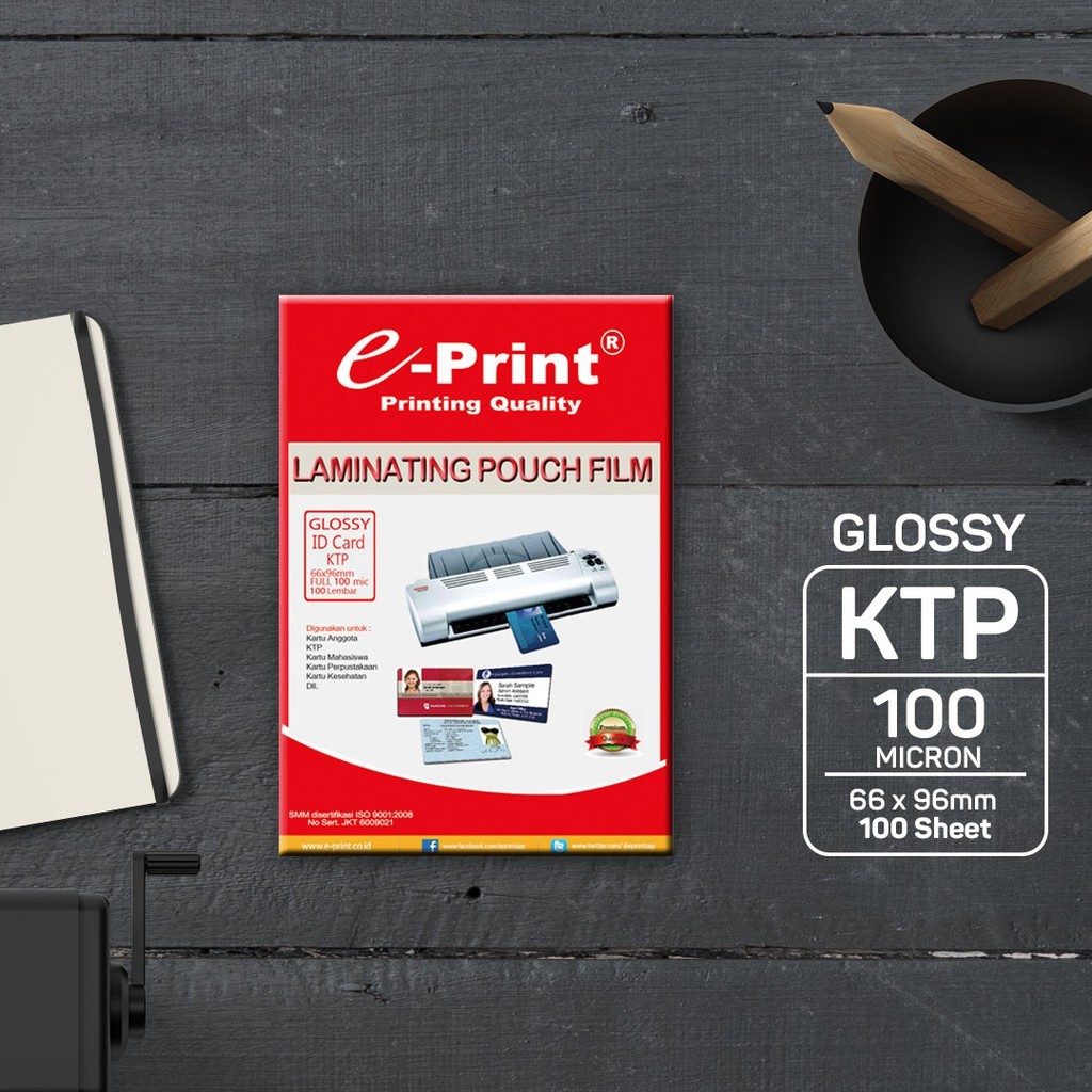 

ID Card Plastik Laminating Ukuran KTP / Laminating Pouch Film KTP / ID Card E-Print 100 & 250 Micron
