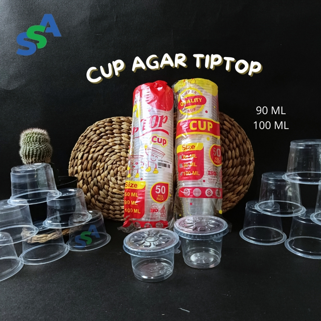 CUP AGAR TIPTOP + TUTUP ISI 50 PCS / CUP AGAR-AGAR PLASTIK