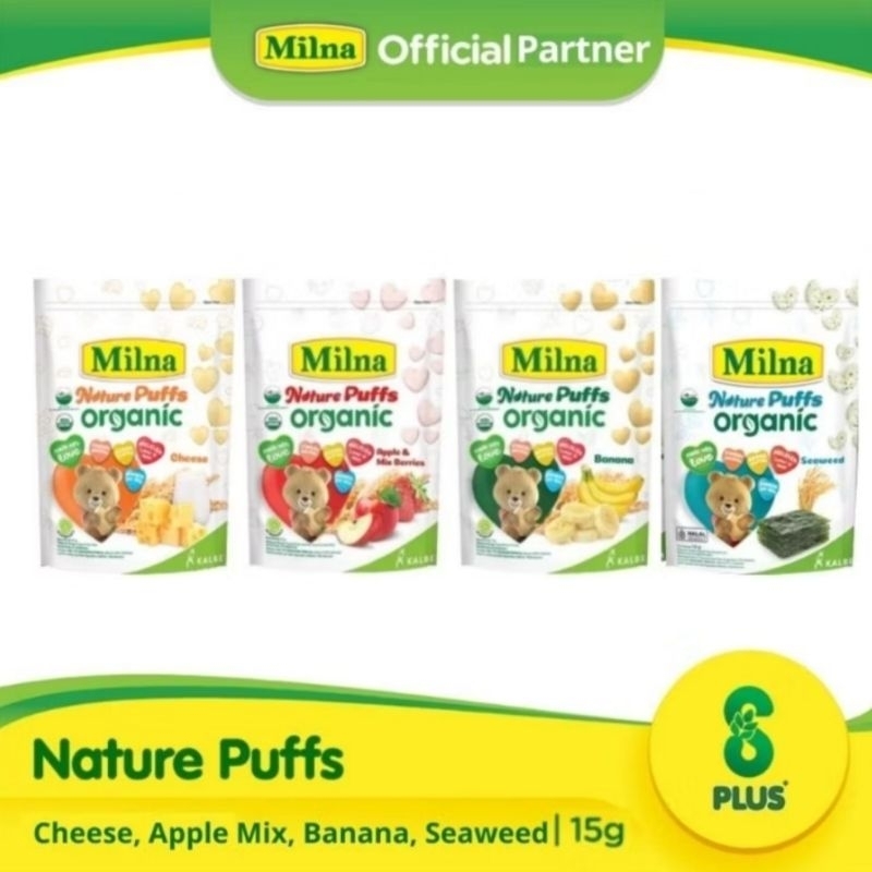 promina milna alamii puff 8+ apple apel banana pisang keju seaweed